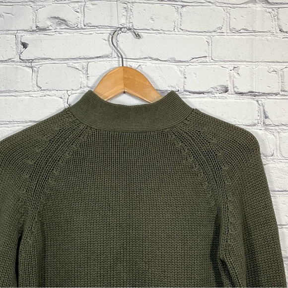 Vintage Talbots Cable Knit Mock Neck Sweater Womens Size Small Green Zip - Picture 13 of 15